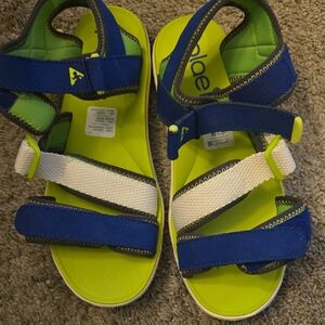 PLAE Kids Blue and Lime Sandals